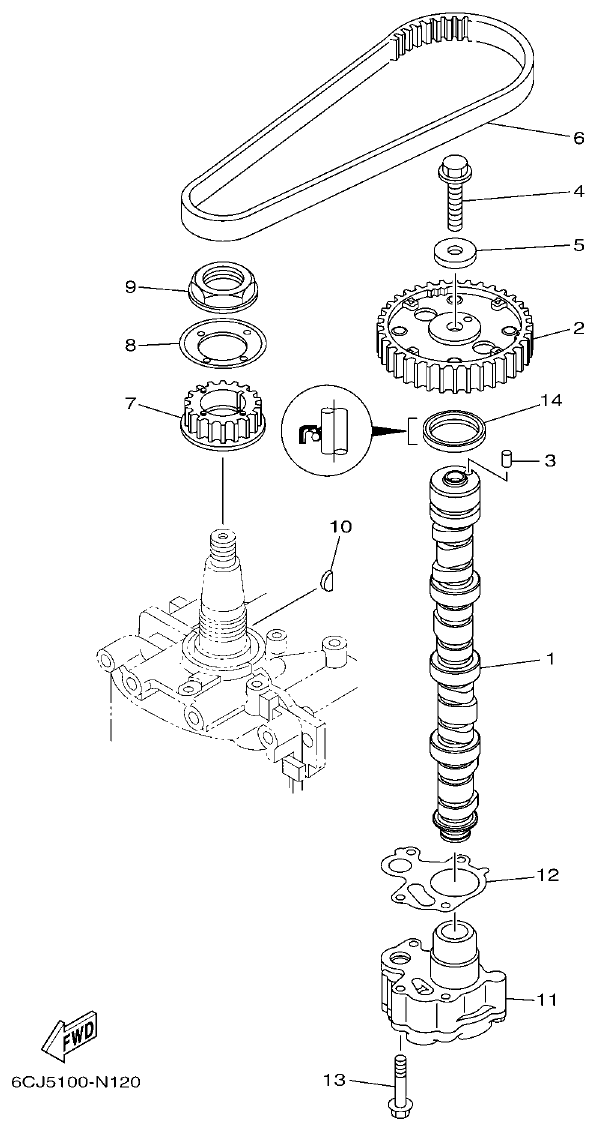 Yamaha F70AET OIL PUMP parts diagram